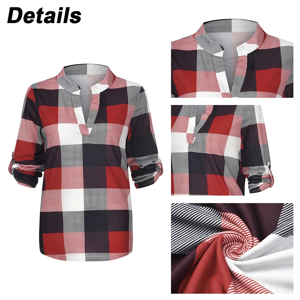 Blouse for Women Clothing 2023 Autumn Winter Basic Plaid Skirt Female Elegant Fashion Long Sleeve T -shirt Tee Pullover Y2K Tops