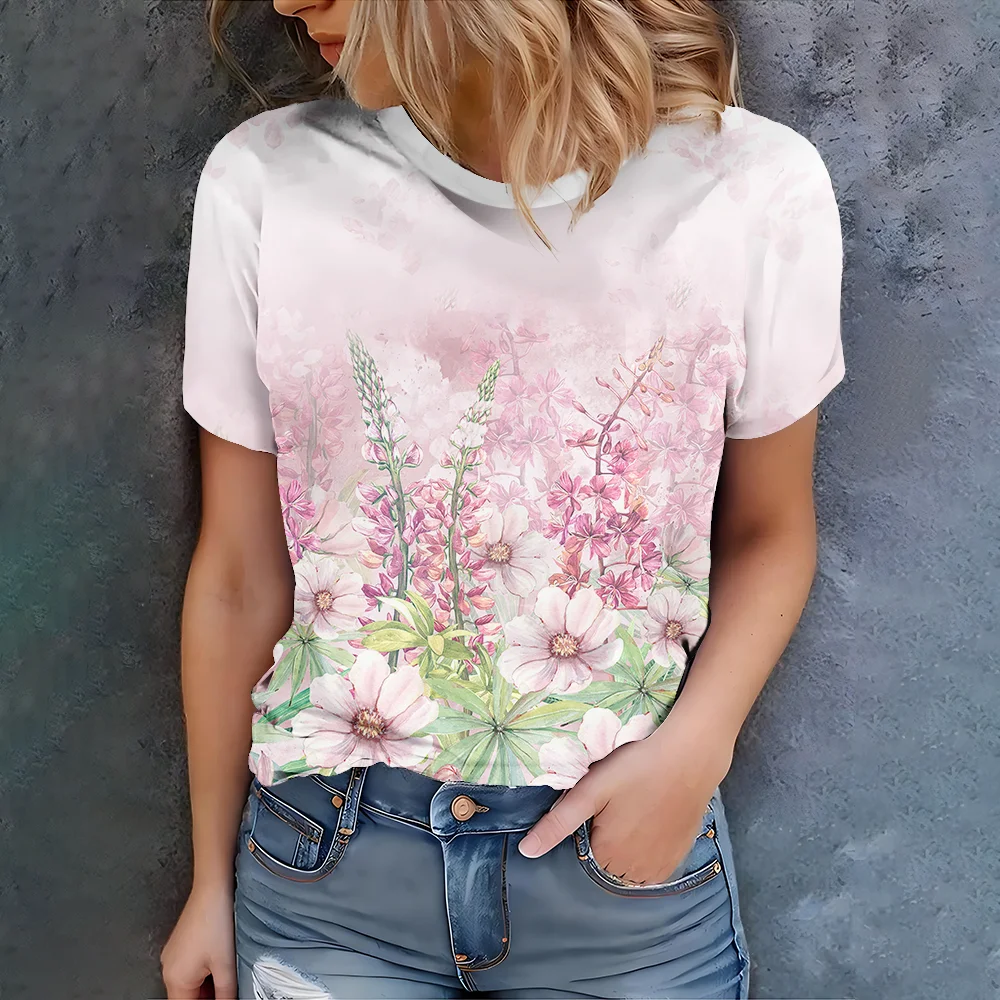 

Women's T-shirt 3D printed T-shirt women's fashionable round neck T-shirt short sleeved top T-shirt casual T-shirt