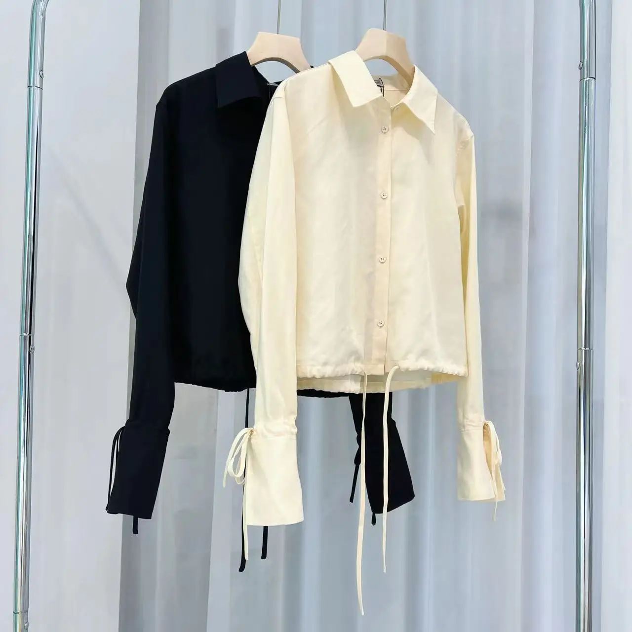 قميص جديد بأكمام طويلة موديل 2025 برباط قصير للنساء #4