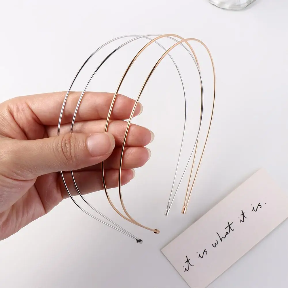 

Hair Accessories Alloy Double Root Hair Bands Silver Thin Retro Gold Head Hoop Headdress Simple Metal Hair Hoop Daily
