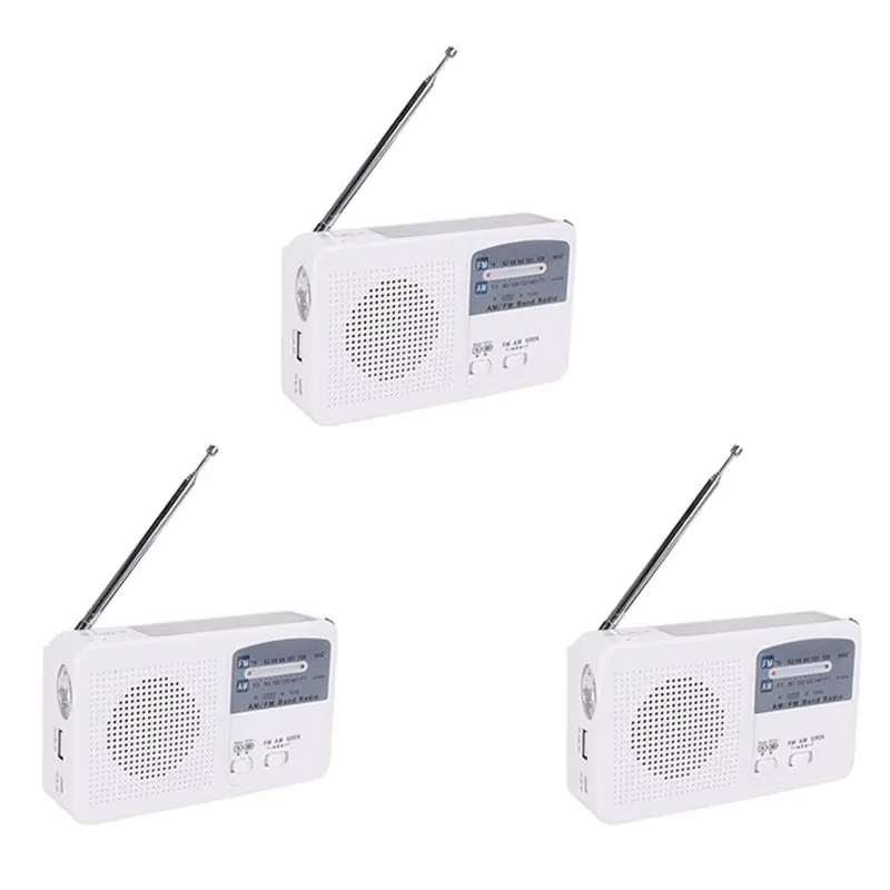 

Stylish-3X Emergency Radio With Solar And Hand Crank Self Powered, Battery USB Recharging FM/AM Radio