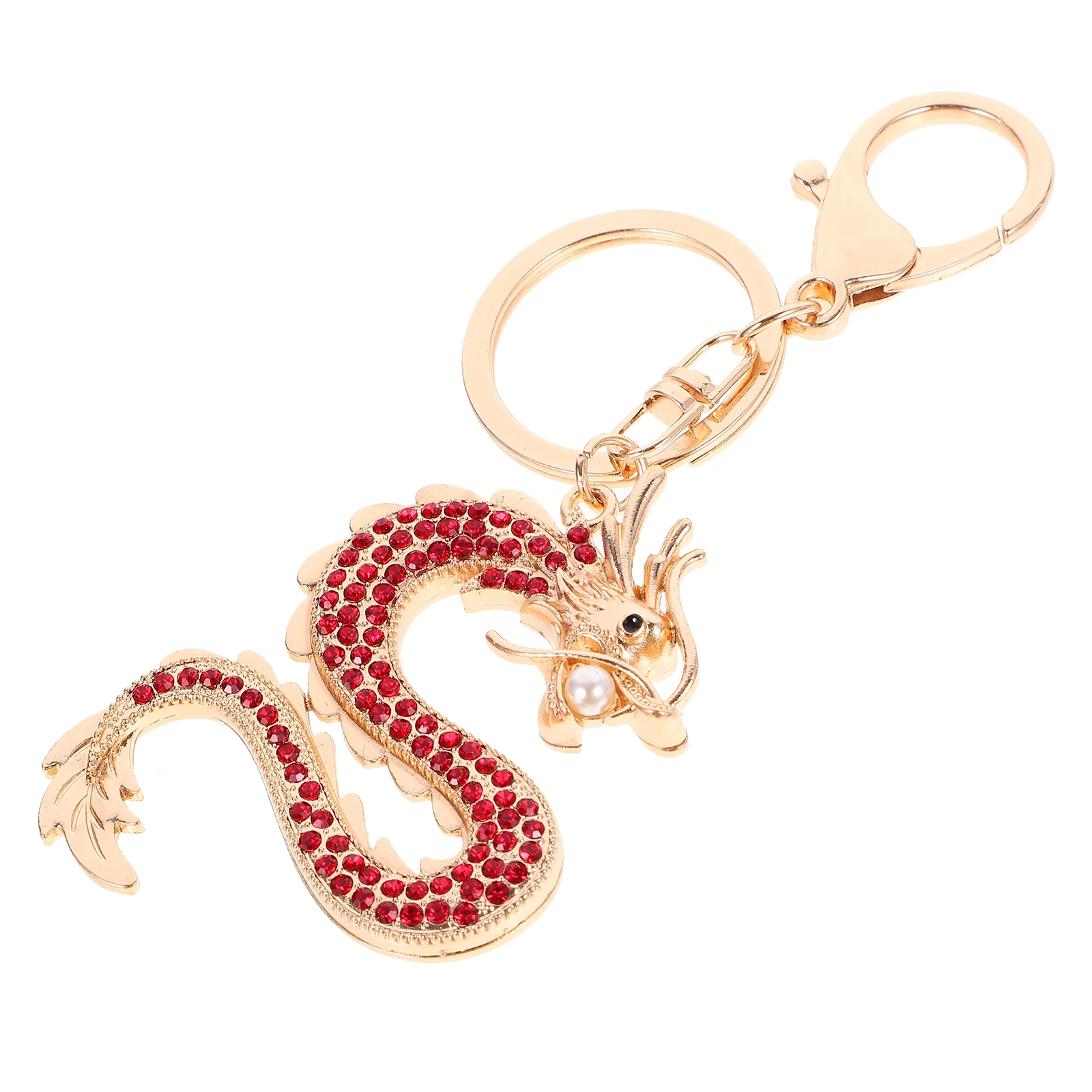 

Zodiac Dragon Keychain Exquisite Rhinestone Inlaid Year of Dragon Shape Bag Hanging Pendants Multi Functional Keychains Lovely