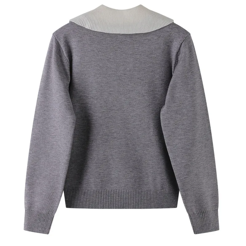 سترة محبوكة مطرزة على شكل دب فرنسي فاخر خفيف للنساء للخريف موضة جديدة كورية بلوفر فضفاض غير رسمي #3