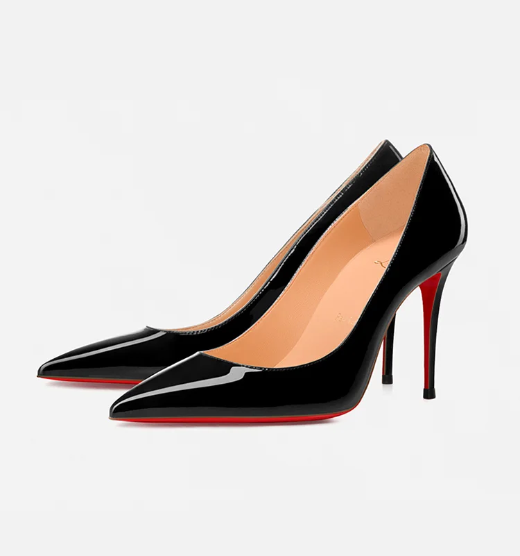 Black red soled high heels women's singles new professional temperament pointed shallow mouth sexy slim heels