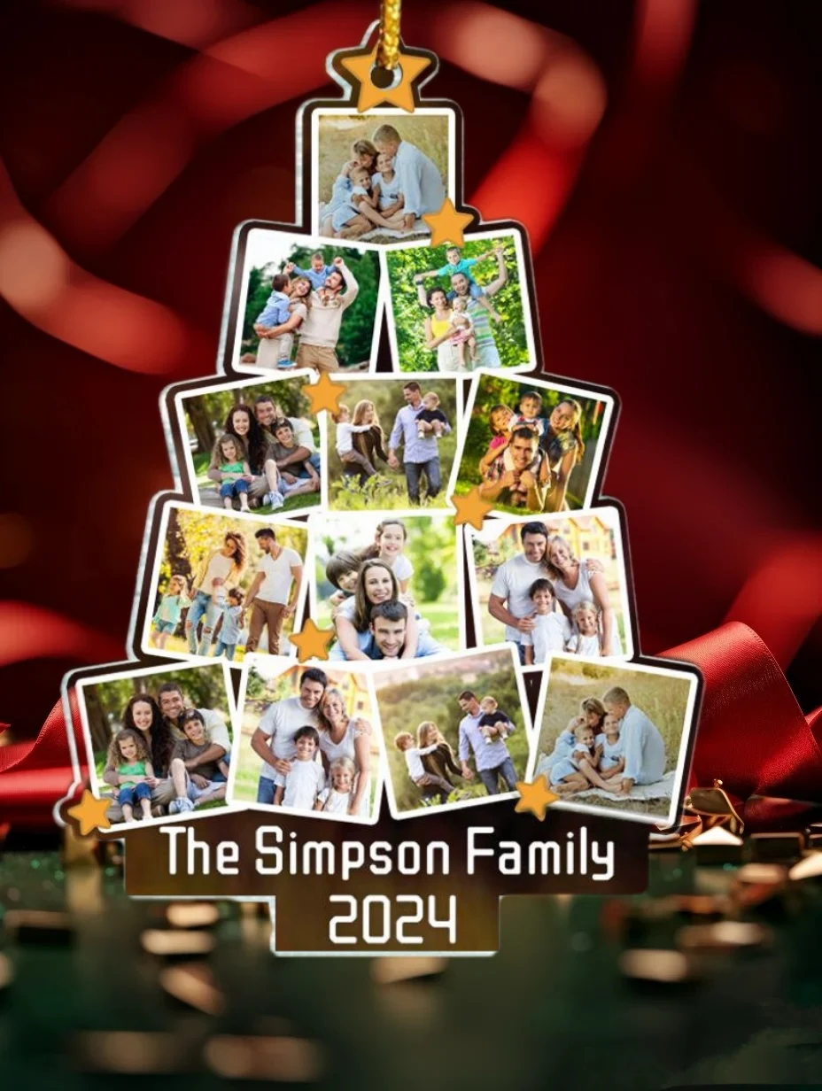 1 pz foto di famiglia natale personalizzato ornamento fotografico acrilico, regali di natale, decorazioni per l'albero di natale, regalo di famiglia famiglia mantiene