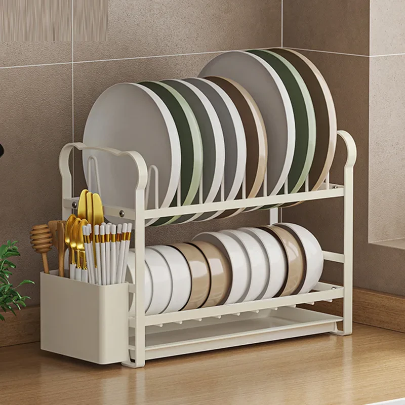 

2/1 Tiers Kitchen Dish Bowl Drainer Storage Rack Chopstick Cage Space Saver Kitchen Counter Organizer Tableware Drainboard