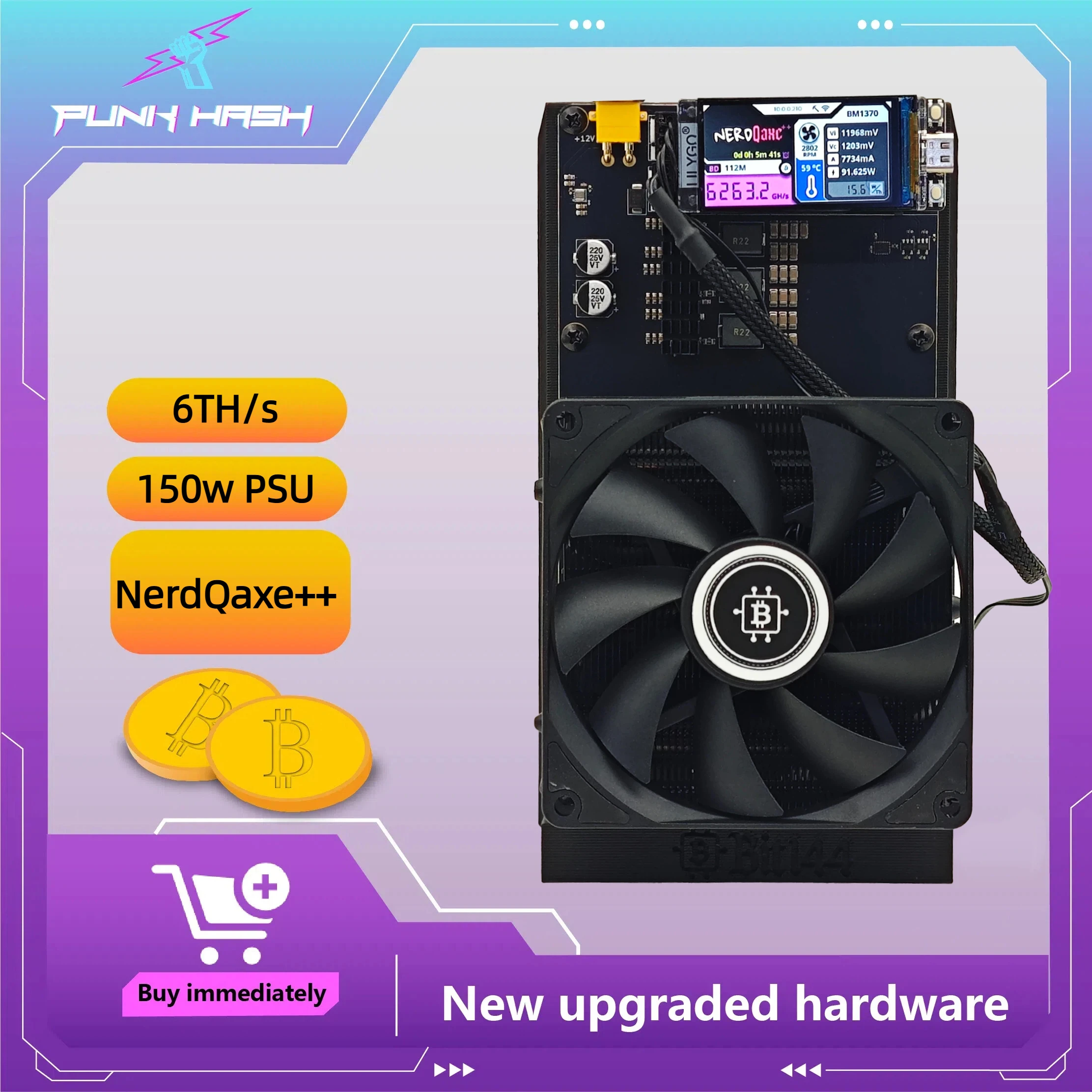 

Nerdqaxe++ 6th BTC/BCH/SHA256 ASIC Solo Miner BM1370 Asic Nerdqaxe WiFi Bitcoins Miner