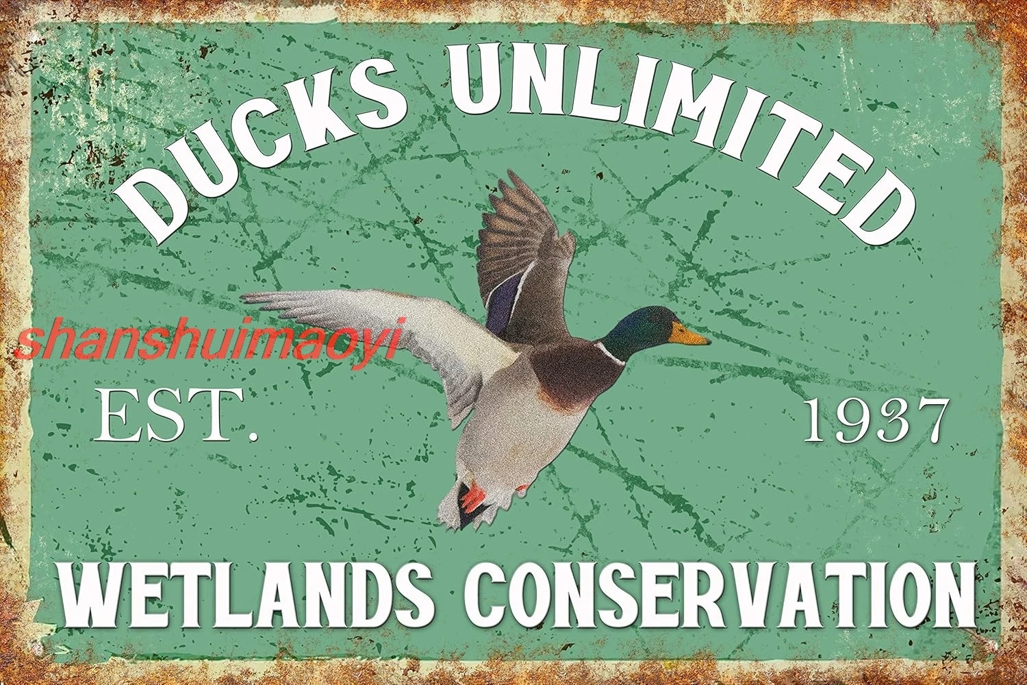 Tin Sign Vintage Chic Art Decoration Poster Ducks Unlimited Est.1937 Wetlands Conservation for Home Bar Cafe Farm Store  ALIMAO