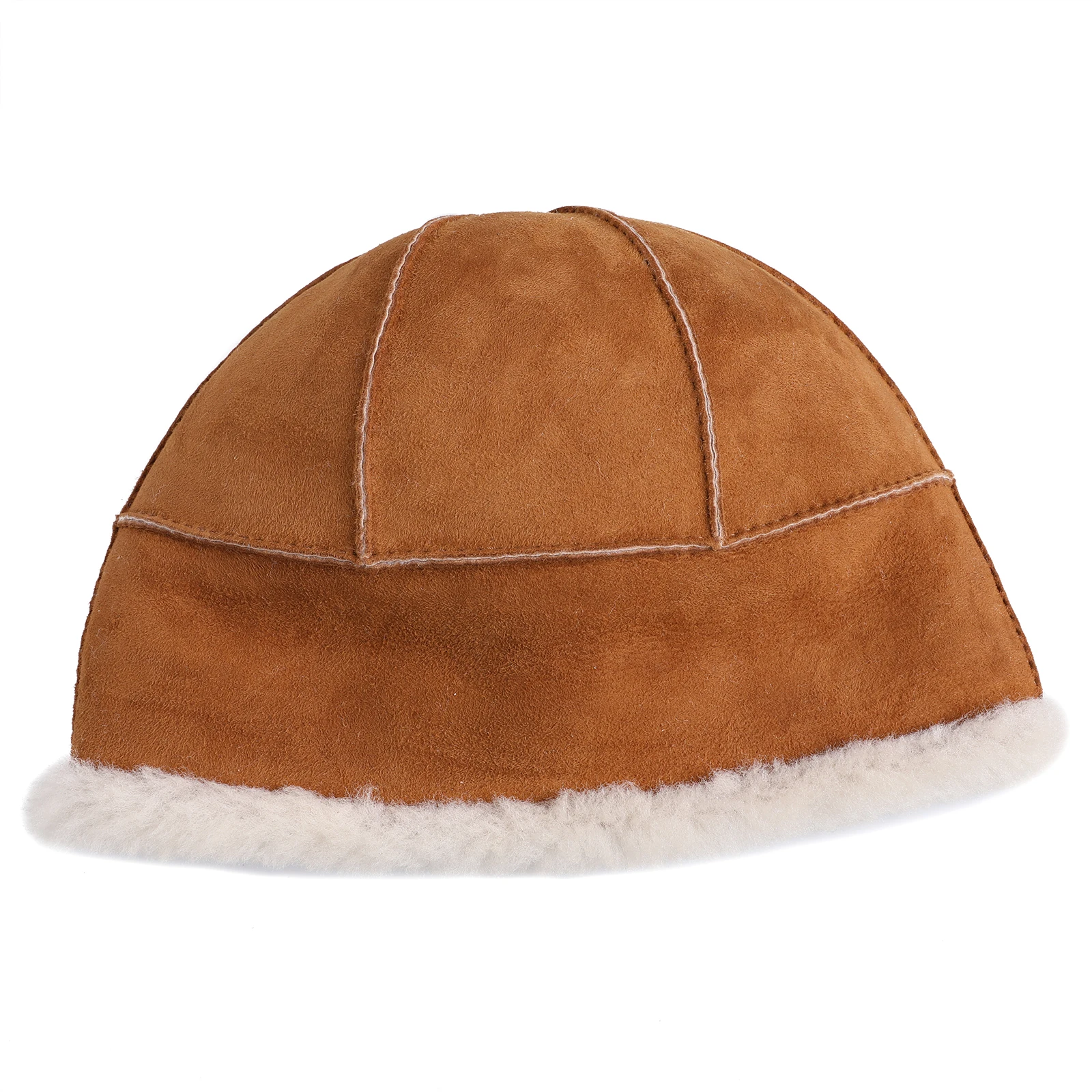 BOONJOVIA Unisex 100% Real Sheepskin Leather Shearling Wool Beanie Hat, Winter Fur Bucket Cap, Hand Sewn Luxury Classic