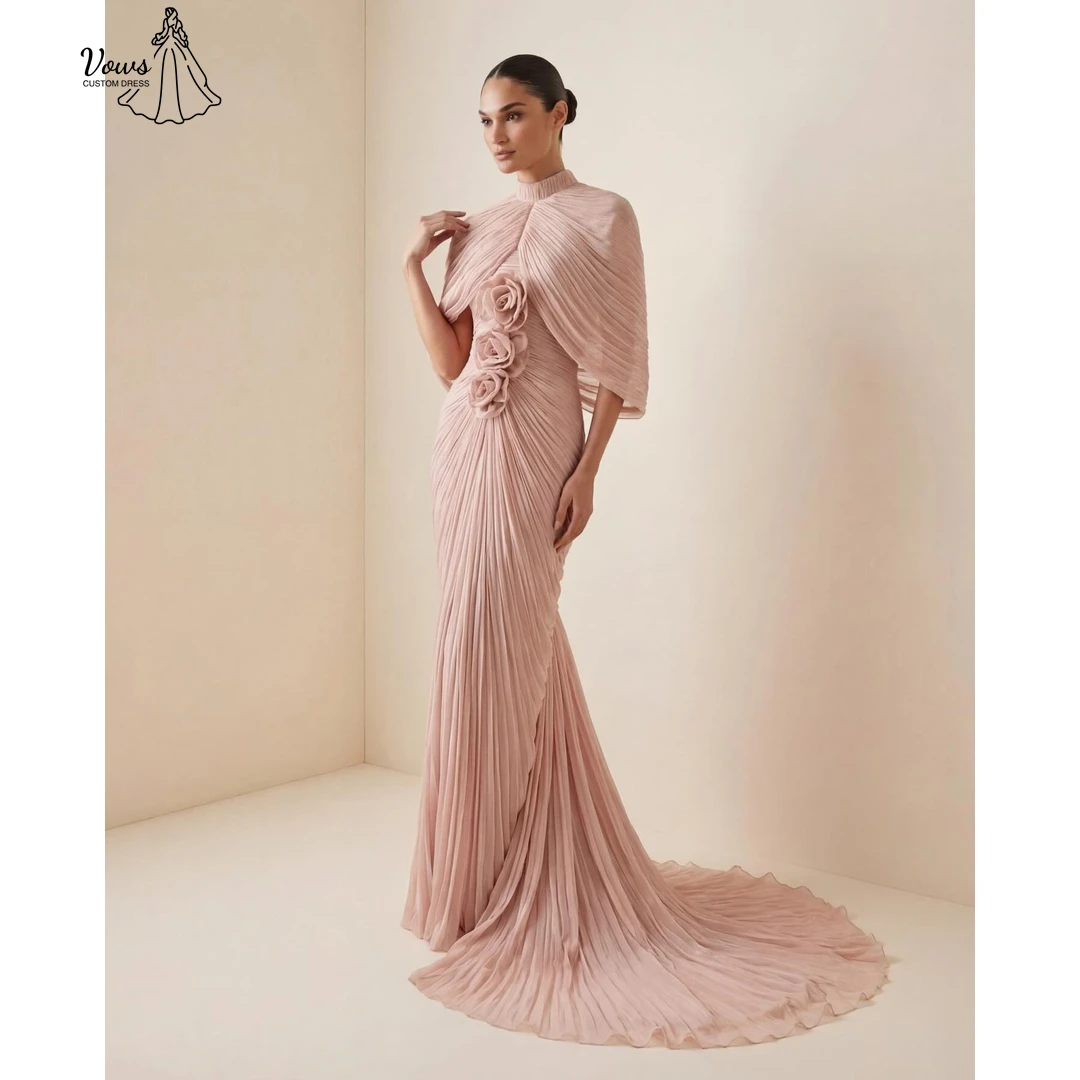 

Vows Evening Dresses 2026 Luxury Dresses for Prom Dress 2026 Custom Made Line A Robe Designer Luxe Round Neck Shawl 3D Flowers