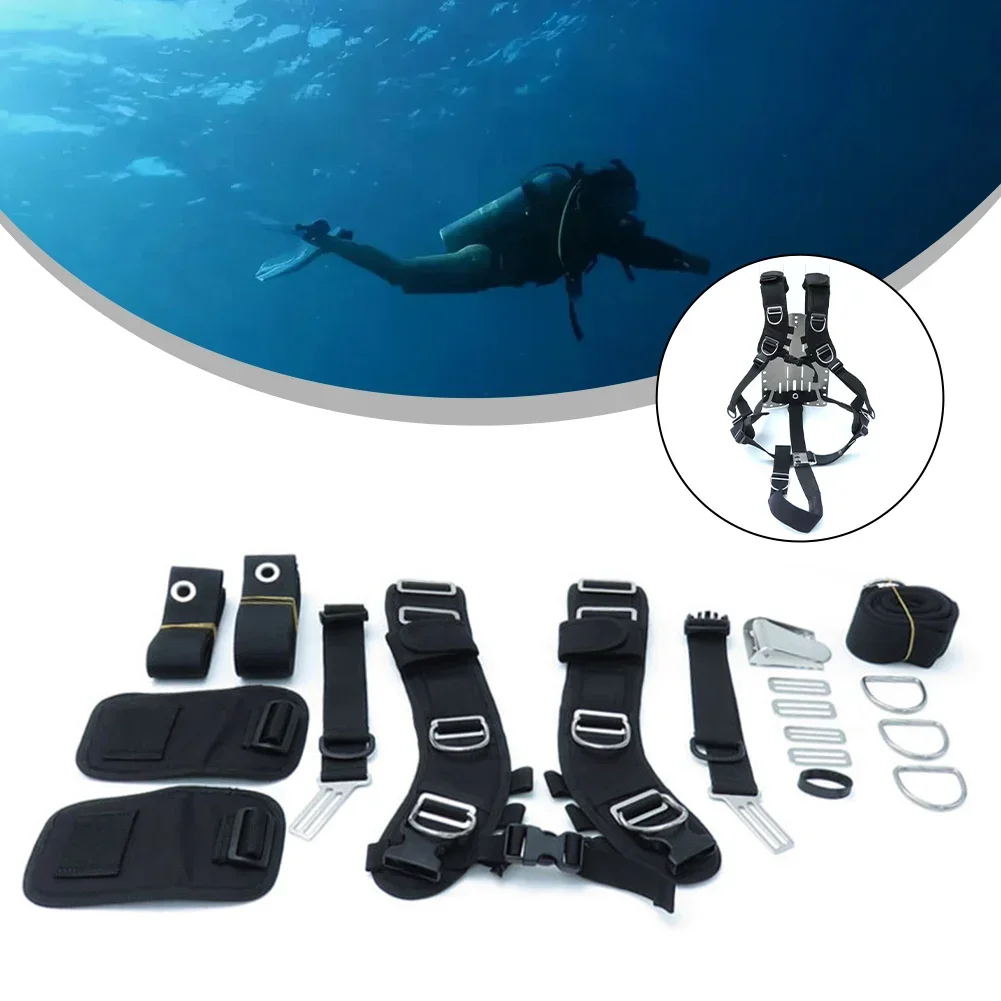 Adjustable Diving Harness Backplate Harness Set Long-lasting Buckles Neoprene Shoulder Pad Rust-resistant Metal Parts