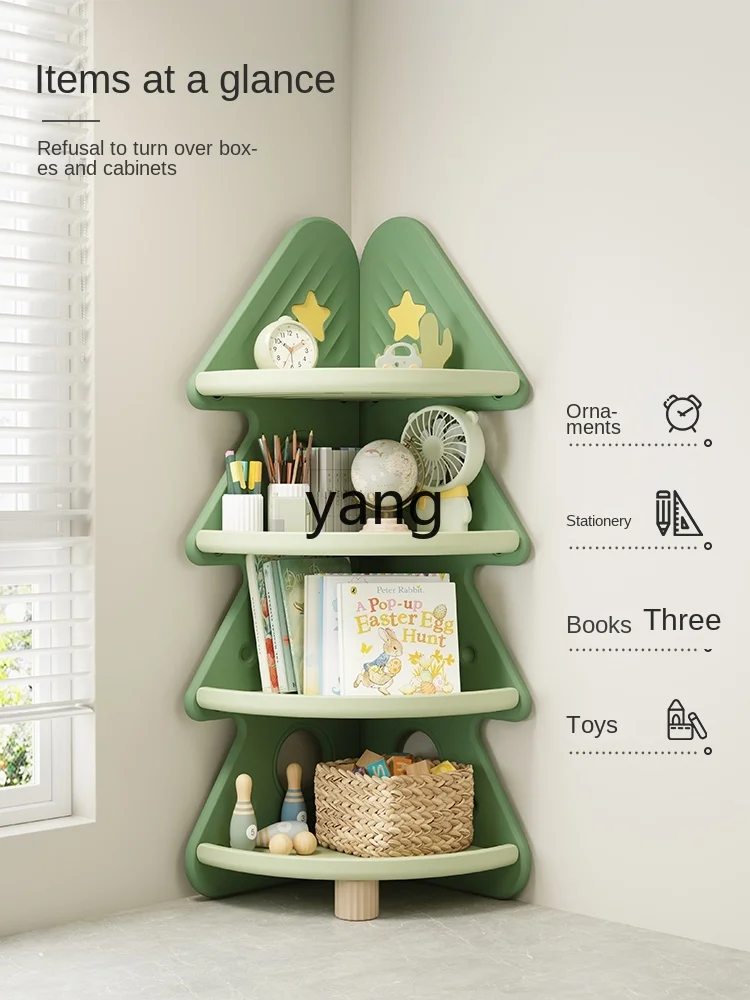 LMM Children's Storage Cabinet Corner Bookshelf Children's Room Christmas Tree Toy Storage Shelf Multi-Layer Storage Box