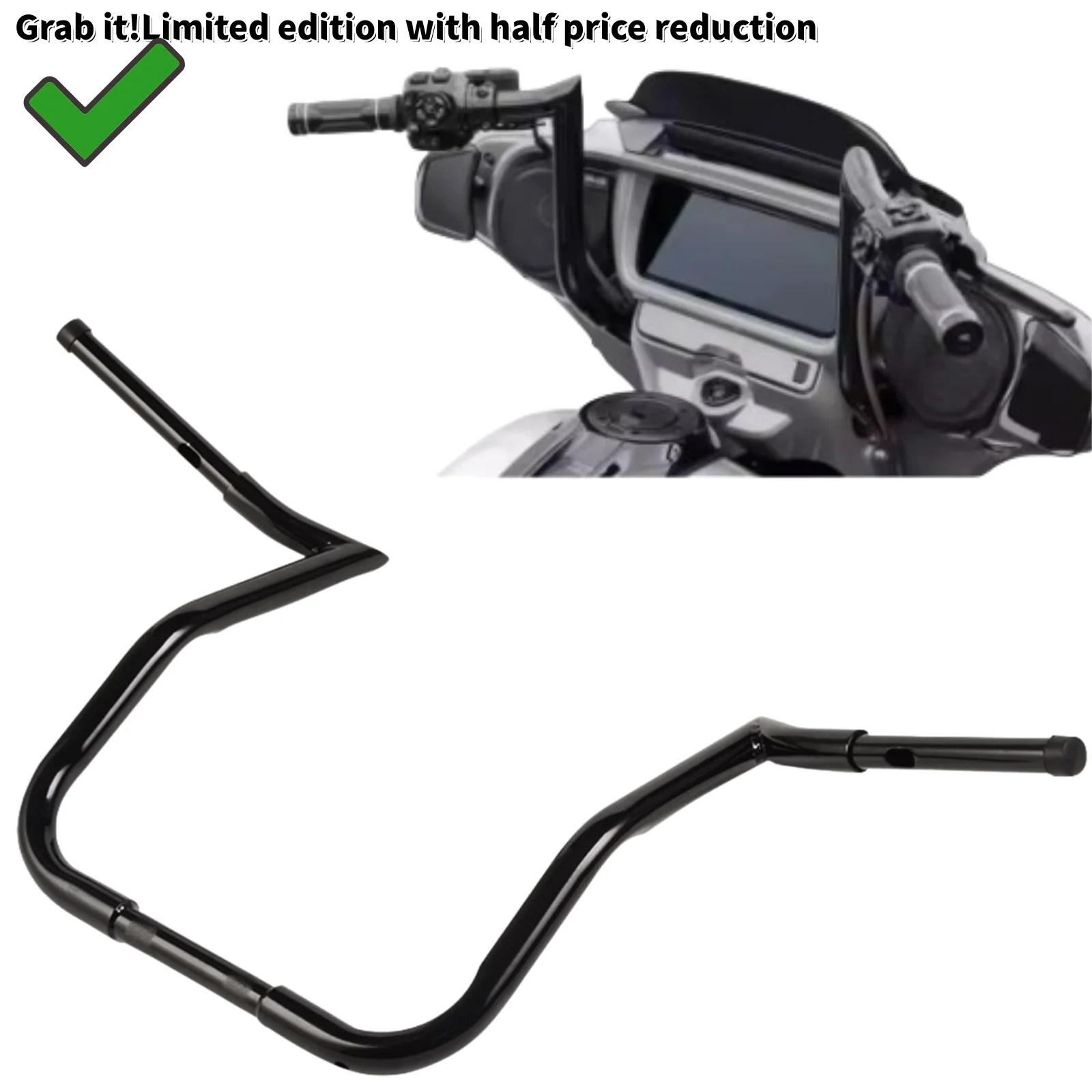 

Вешалка для мотоцикла Ape, 16 дюймов, черная, грубая, с высокой ручкой для Harley Street Glide 2007-2023, руль с высокой ручкой