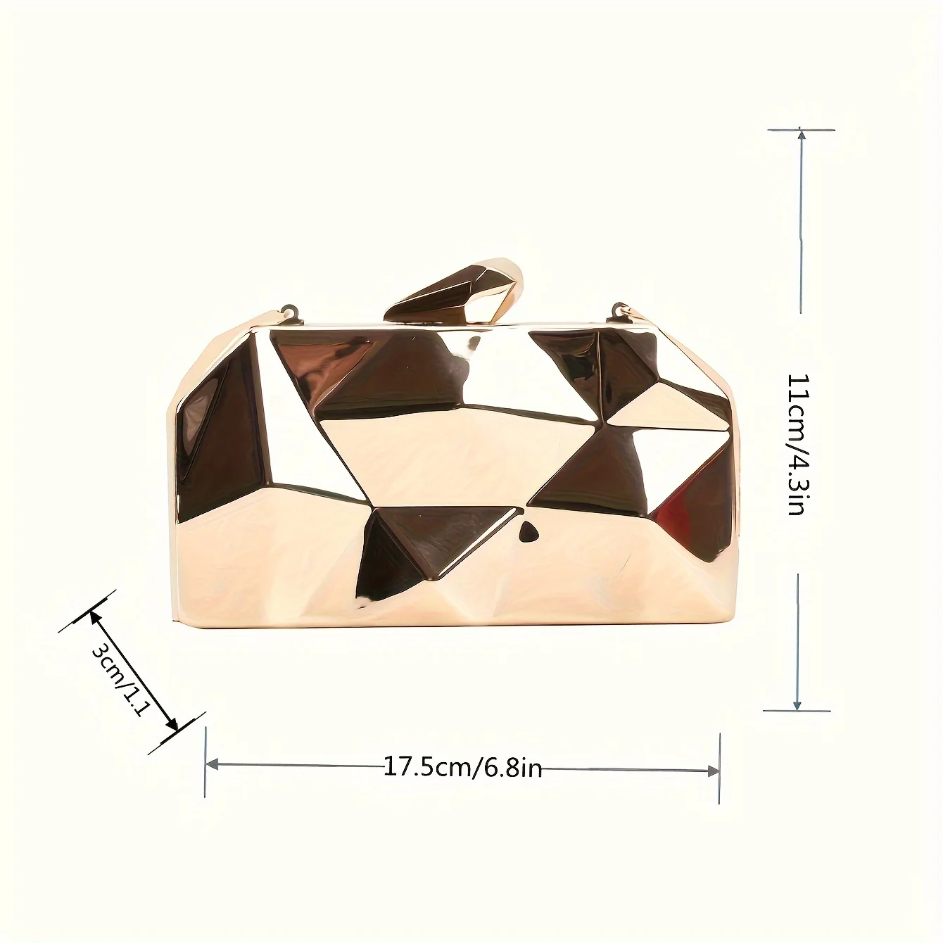 Elegant Mini Evening Bag, Shiny Geometric Box Bag, Classic Bright Clutch Dinner Bag For Carnaval Use