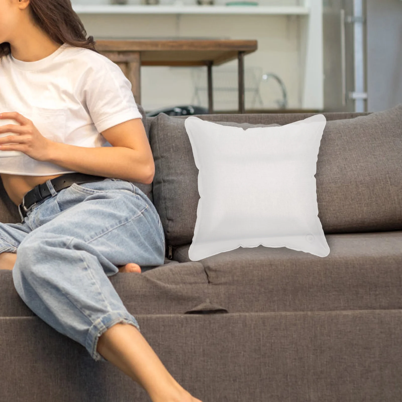 

Inflatable Inserts Clear Transparent Camping Cushion Foldable Lightweight Air For Outdoor Travel Adjustable Height