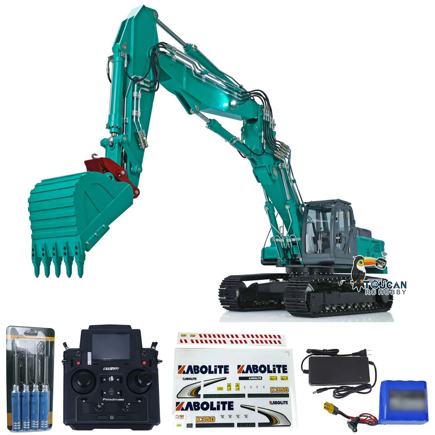 HUINA 1/14 K350 200 RC Hydraulic Excavator KABOLITE 3-piece Boom Car with Sounds TH21582 Toucanhobby DIY Digger Model