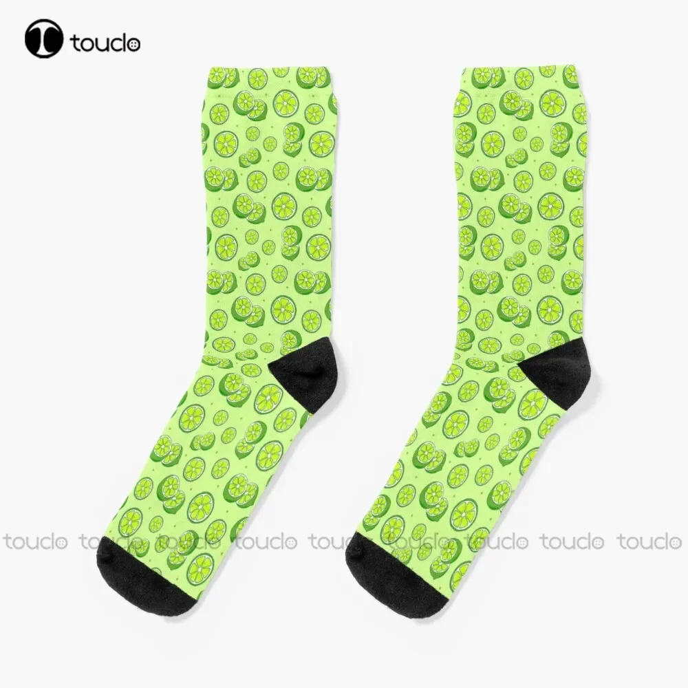 

Summer Limes And Lime Slices Pattern Socks Boot Socks For Men Personalized Custom Unisex Adult Teen Youth Socks Fashion New