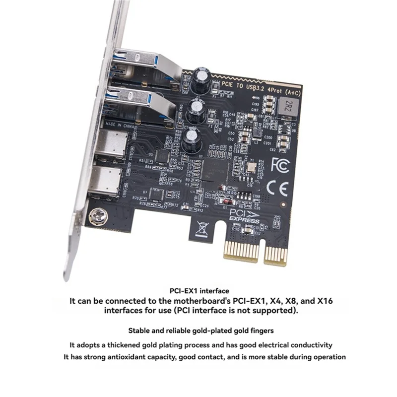 

AT93-2Xtype-C+ 2Xtype-A Порт USB3.2 Карта расширения PCI-E Карта адаптера PCIE 5 Гбит/с Плата PCI-E к USB 3.2