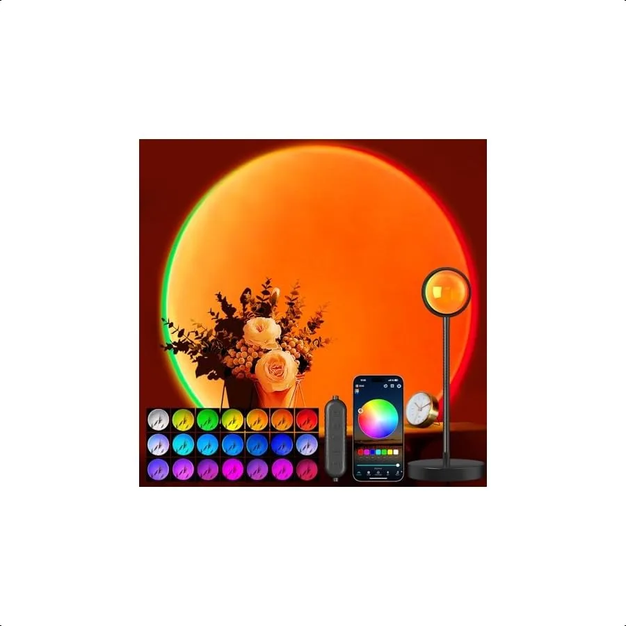 

Sunset Lamp Projector with APP and Button Control 360 Degree Rotation Multiple Colors Changing LED Lamp Night Light Sunset Ligh