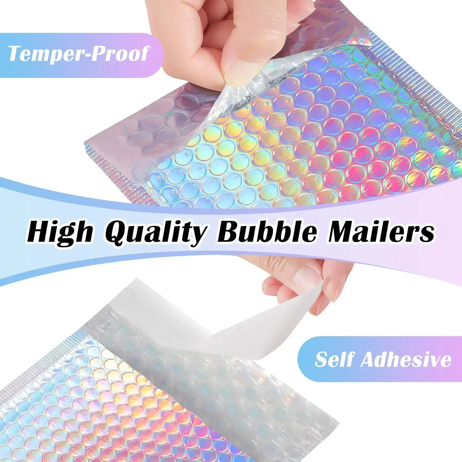 50Pcs Shipping Bags Metal Bubble Mailer Holographic Small Business Supplies Packaging Envelope Mailing Office School