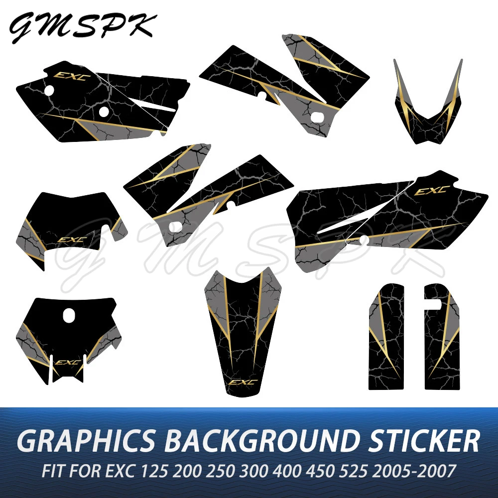 

Motorcycle Graphics Background Decals Decoration Sticker Kits Fit for EXC 125 200 250 300 400 450 525 2005 2006 2007