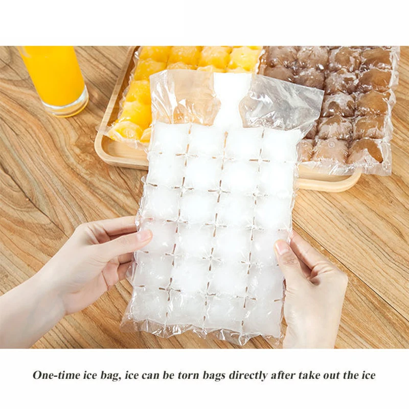 10Pcs/Pack 24 Girds Biodegradable Ice Cube Bags Ziplock Bag Food Saver Storage Bag Freezer Disposable Ice Mold Household