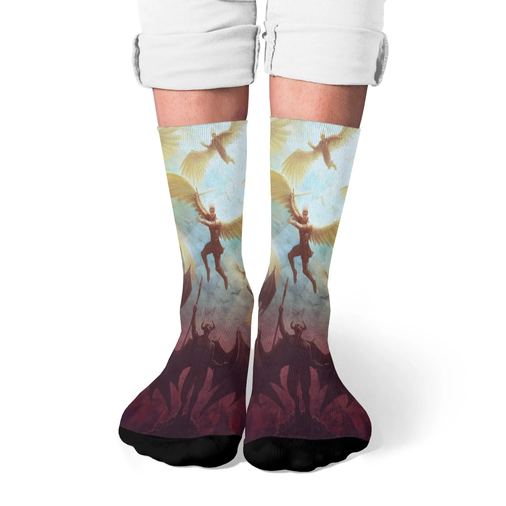 Harajuku Retro Engel Dämon Casual männer Socken Bequeme Atmungsaktive Nicht-slip Socken Neuheit Straße Hip-hop Stil Crew socken Geschenk