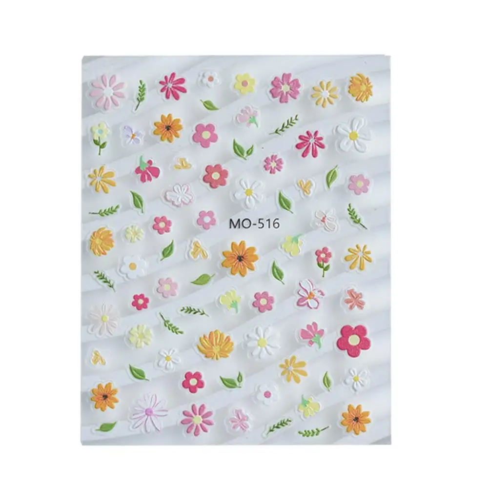 Colorful Spring Decor Embossed Relief Manicure Decal Flower Sweet Nail Stickers Cute Decoration Manicure Tool DIY Nail Art