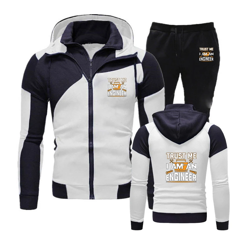 

Funny Saying Trust Me I Am An Engineer Letter Logo Print Custom Hooded Zipper Cardigan Hoodies Jogging Sports Pants Suits