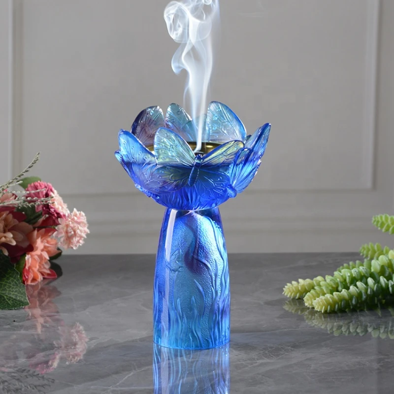 Artificial Traditional Home Decor Crystal Glass Incense Burner for Ramadan Eid & Celebration