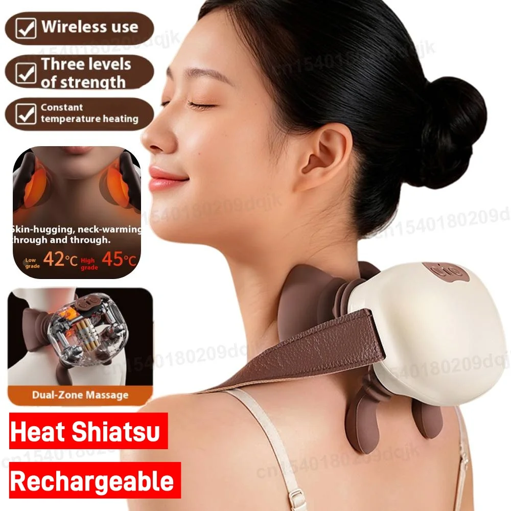 

Bionic Neck Shoulder Massager Heated Back Massagers Electric Kneading Muscles Massage Pillow Neck Waist Leg Body 3-Level Modes