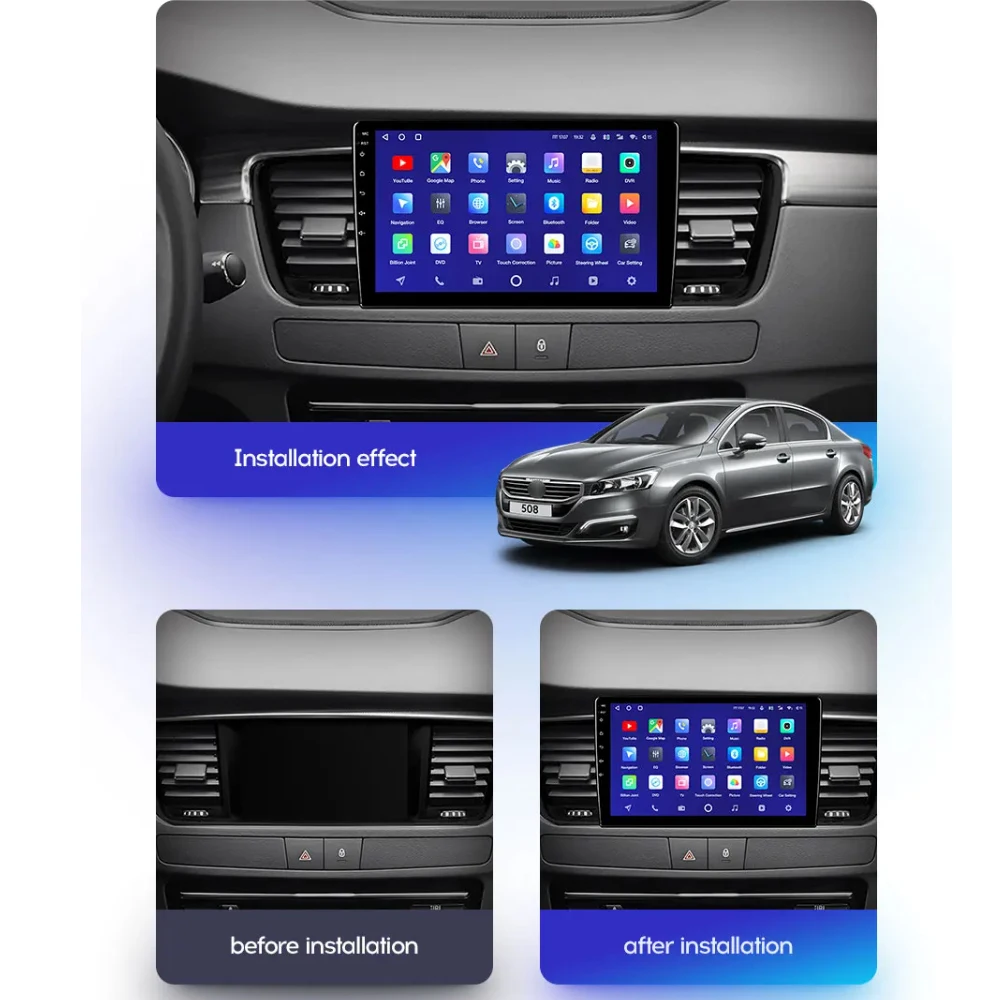 أندرويد 15 12 + 256GB CarPlay Auto لبيجو 508 2011 - 2018 راديو السيارة الوسائط المتعددة مشغل فيديو GPS ستيريو رئيس وحدة 4G WIFI