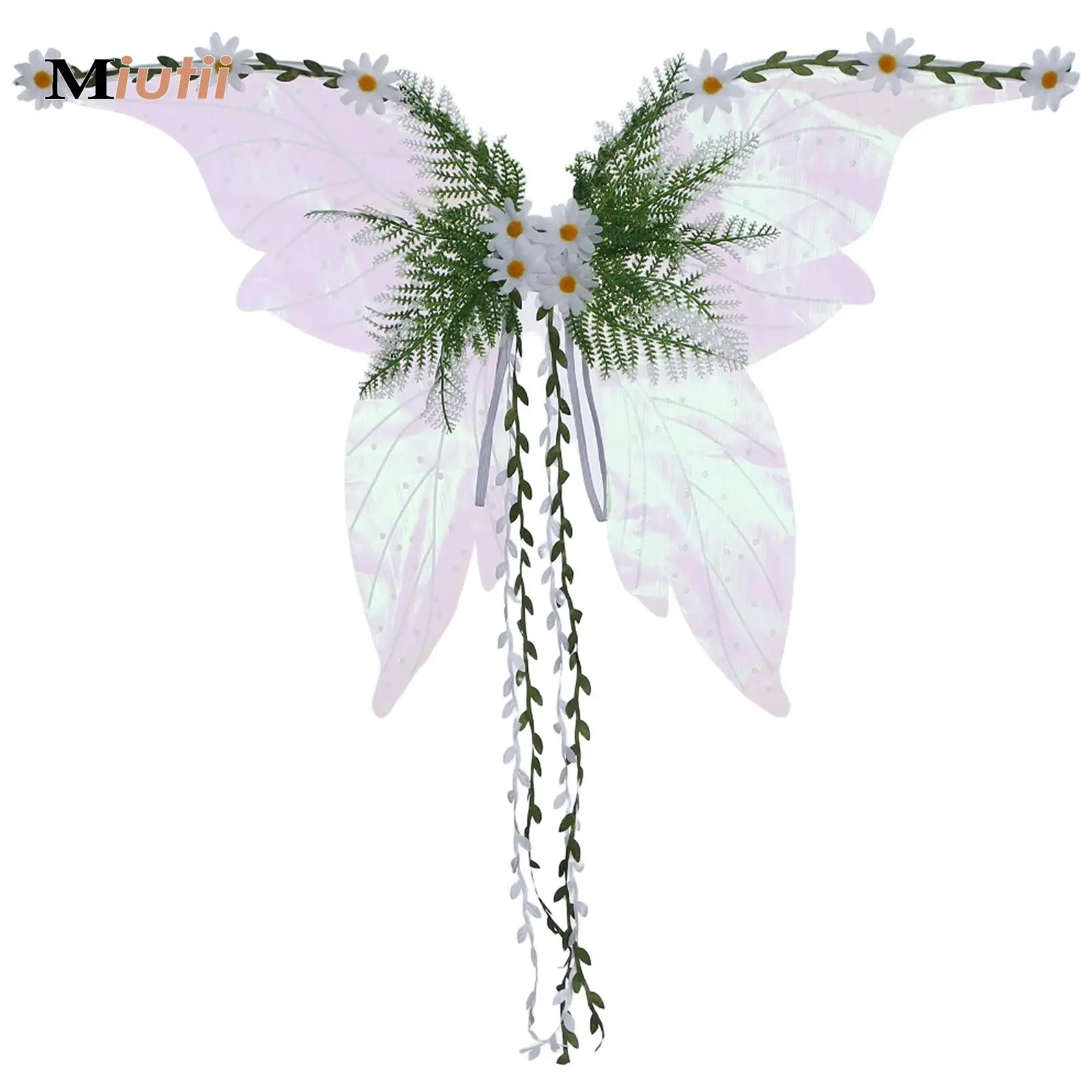 

Fairy Wings for Adult Butterfly Wings for Women Mother Nature Costume Woodland Elf Wings Flowers Leaves Vines Fairy Cosplay Prop