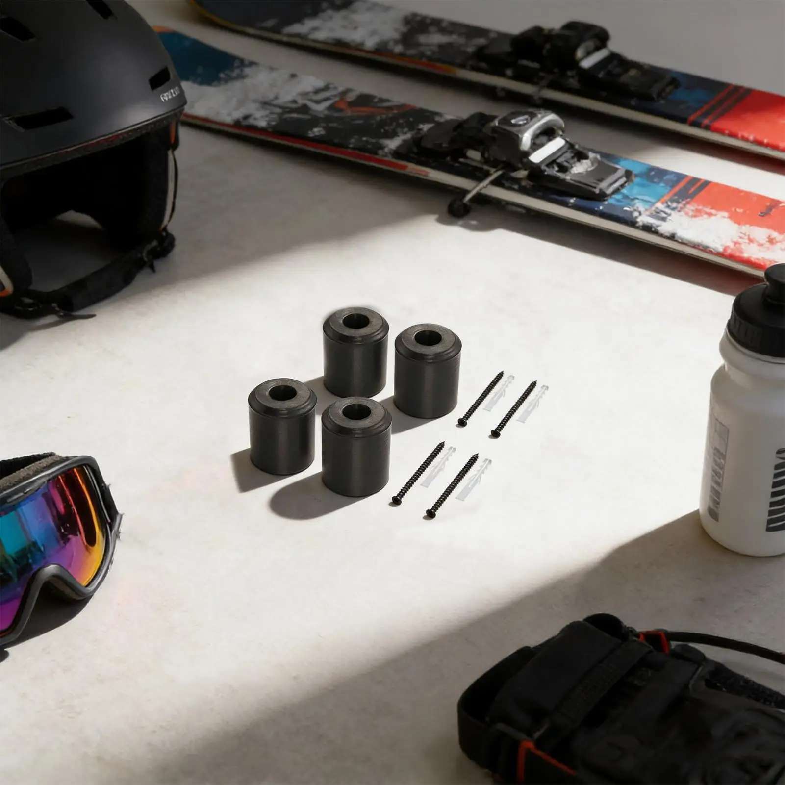 

4 Pieces Wall Mount Skis Snowboard Vertical Storage Rack for Secure Hanging Space Saving Garage Cabin Wall Organization