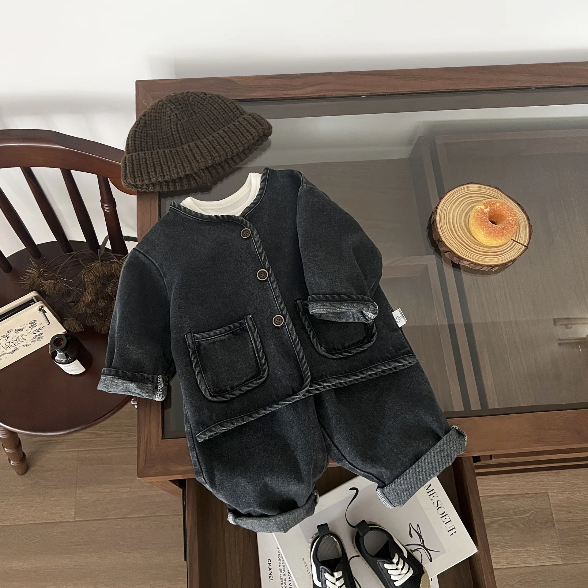 2024 Autumn New Baby Long Sleeve Denim Set Infant Boys Solid Cardigan Coat + Pants 2pcs Suit Children Fashion Jeans Outfits