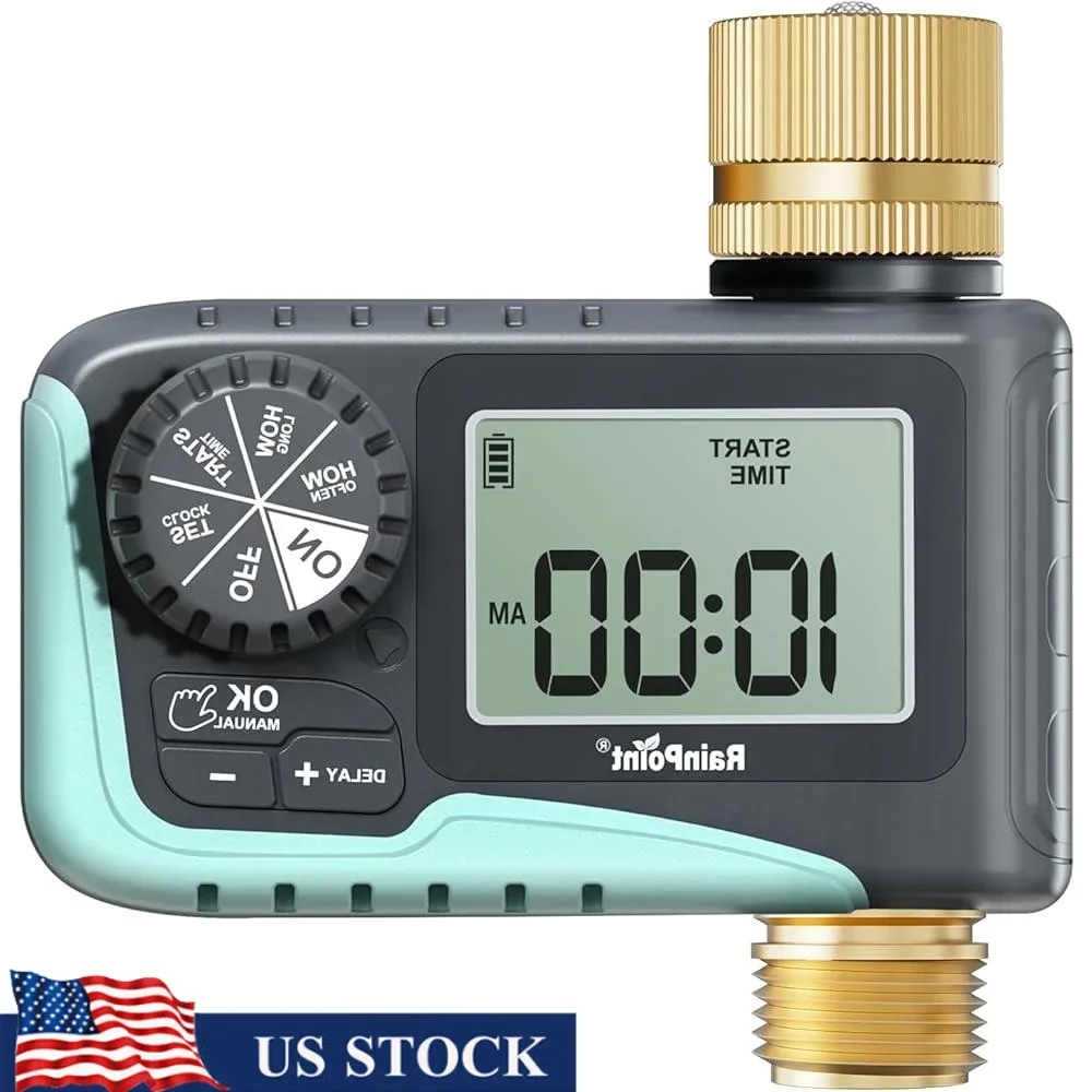 

Программируемый спринклер с латунным шлангом и ручным поливом с задержкой дождя. Простая установка. Система капель газона для орошения сада.