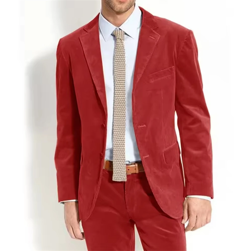 

Мужские костюмы Брюки Мужской костюм-двойка из вельветана Модный удобный для поездок на работу Элегантный мужской костюм на заказ (пиджак + брюки)