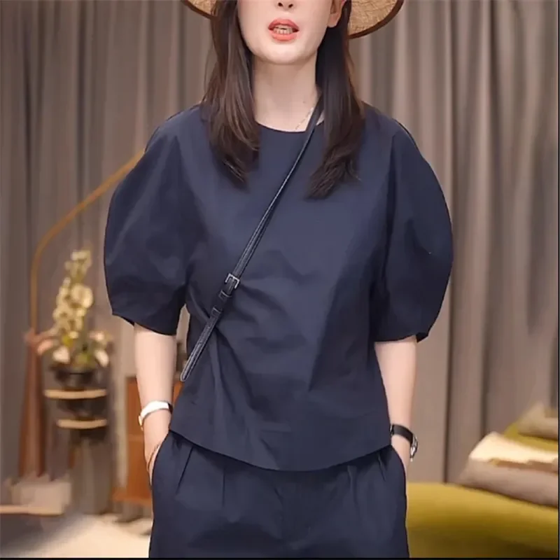 

Lantern Sleeve Shirt Women's Short Sleeve Summer New Fashion Style Casual