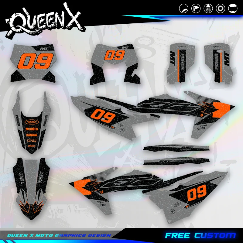 ﻿ QUEEN X MOTO Custom Team Motorcycle Graphics Decal Stickers Kits For KTM SX SXF 2023 2024 EXC XCW 2024 2025 2026