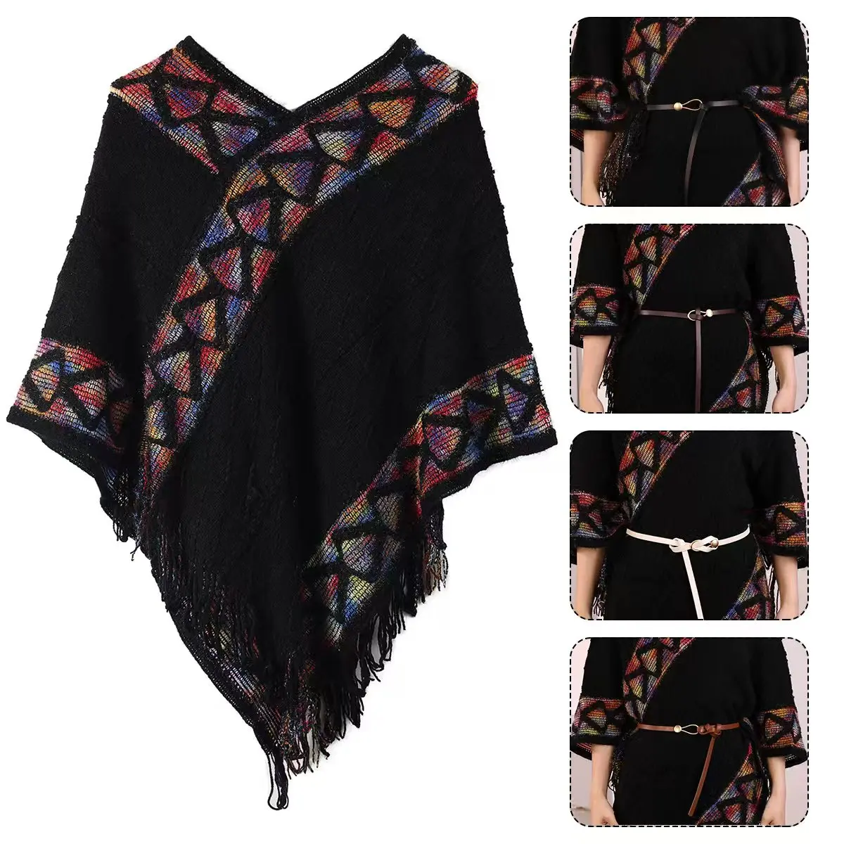 

Комплект из 2 предметов, богемный стиль, комбинация шаль и пояса, несколько цветов на выбор, в сочетании с белым поясом, женская шаль.