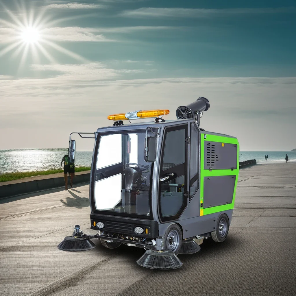 Full-Closed Electric Ride-On Road Floor Sweeper Four-Wheel Car Cleaning Machine Roller Brush High Efficiency Sweeper