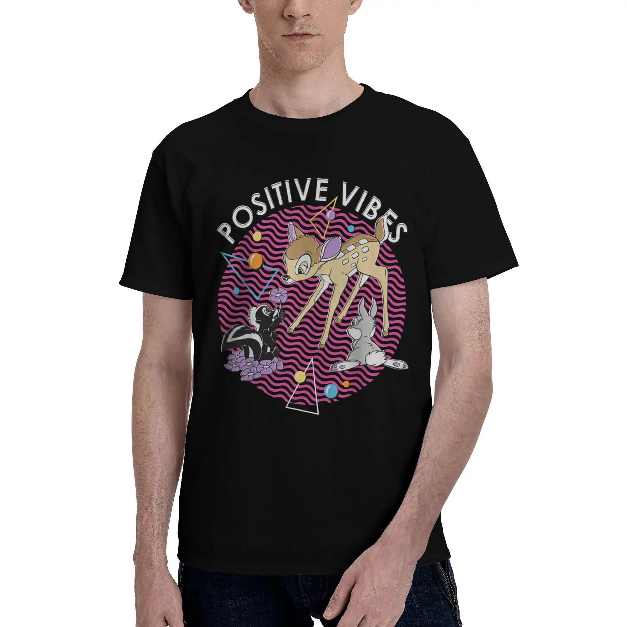 

Bambi Thumper and Flower Positive Vibes 90s Tee Shirt for Men Women Gift T Shirts Cotton Clothes