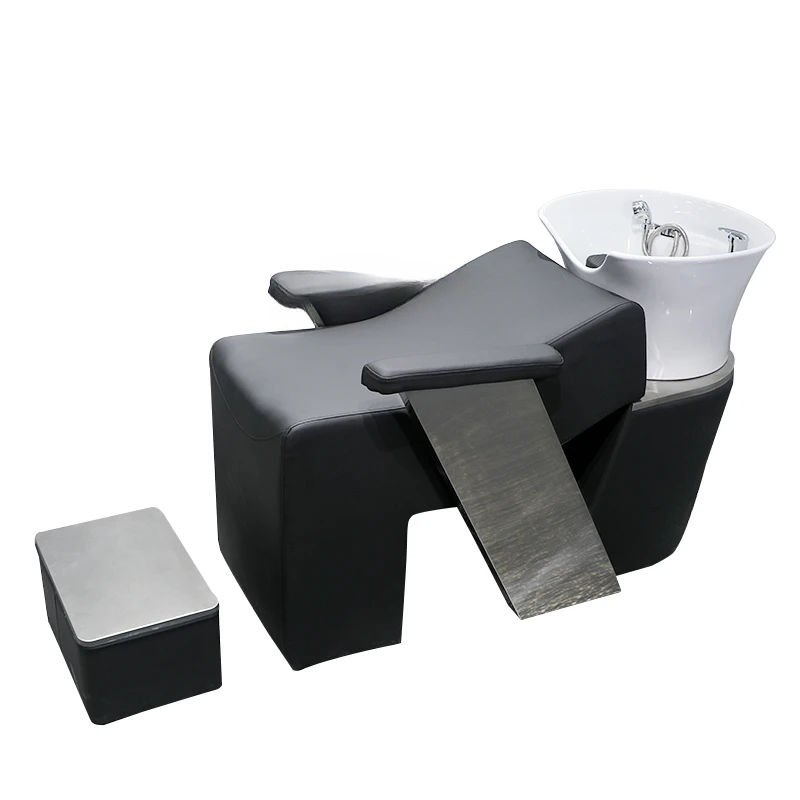 Barber Shop Shampoo Chair Hair Salon Fashion Hairdressing Lying Half Ceramic Basin Flush