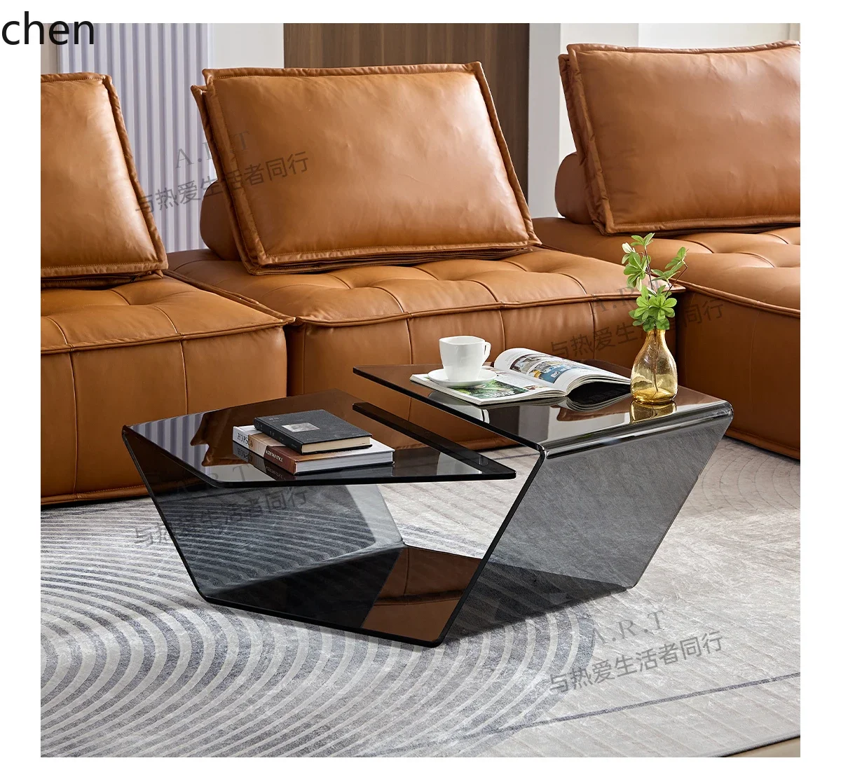 DSACreative Glass Coffee Table Modern Simple Artist Home Tea Table