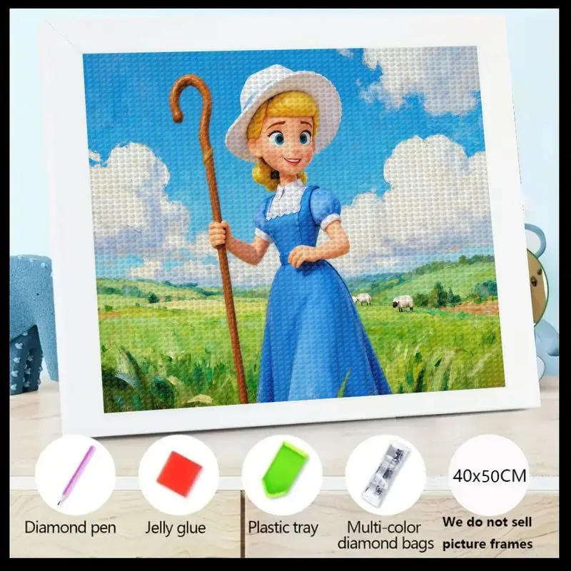 

1PC Toy Story Bo Peep Diamond Painting Kit, 5D Full Drill Cartoon Shepherdess Rhinestone Art, DIY Mosaic Embroidery for Kids Adu