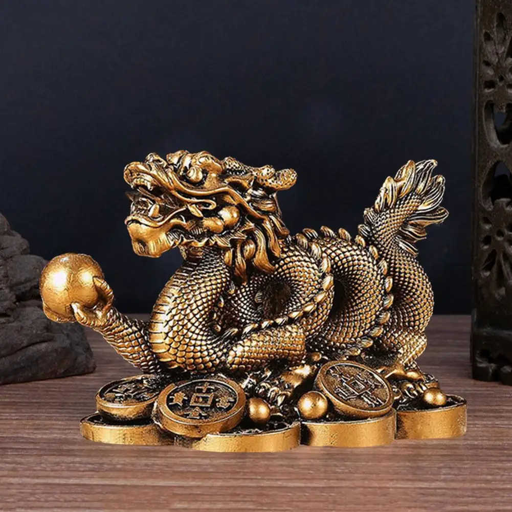 2024 Chinese Zodiac Dragon Statue Model Year of The Dragon Figurine Resin Attract Wealth Good Luck Dragon Sculpture Office Decor