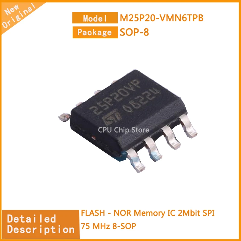 10Pcs/Lot New Original   M25P20-VMN6TPB  M25P20 FLASH - NOR Memory IC 2Mbit SPI 75 MHz 8-SOP