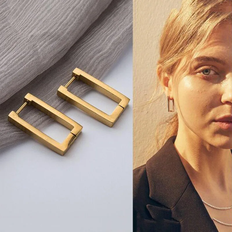 Square Geometric Earrings For Women Rectangular Gold Color Metal Earrings 2022 New Trendy Jewelry Gifts