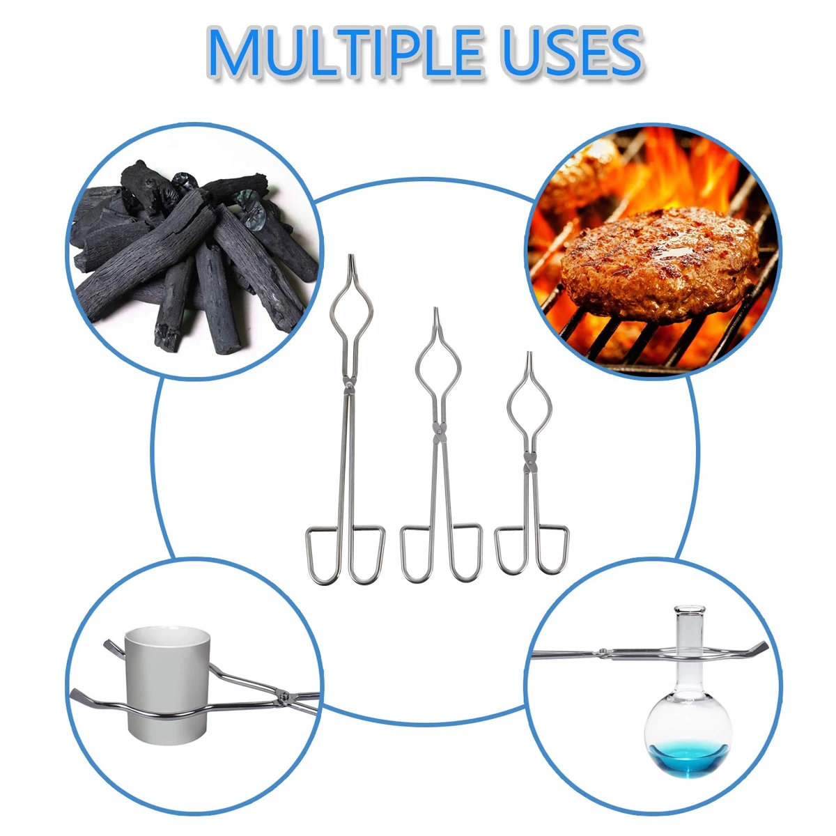 

3pcs Crucible Clamp Stainless Steel Laboratory Accessories Flask Beaker Ceramic Chemical Supplies High Temperature Teaching