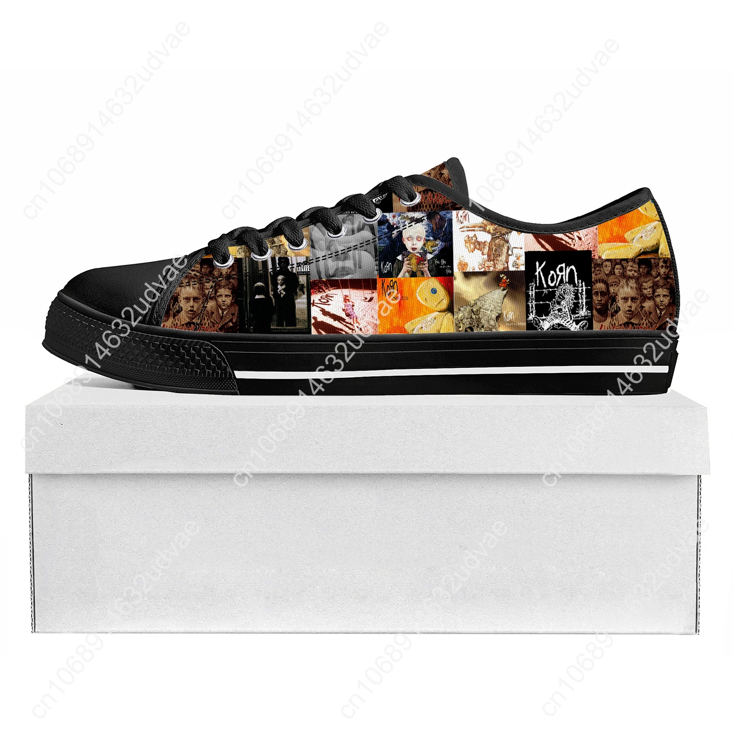 Korn Rock Band Low Top High Quality Sneakers Mens Womens Teenager Canvas Sneaker 3D Print Casual Couple Shoe Custom Shoe Black